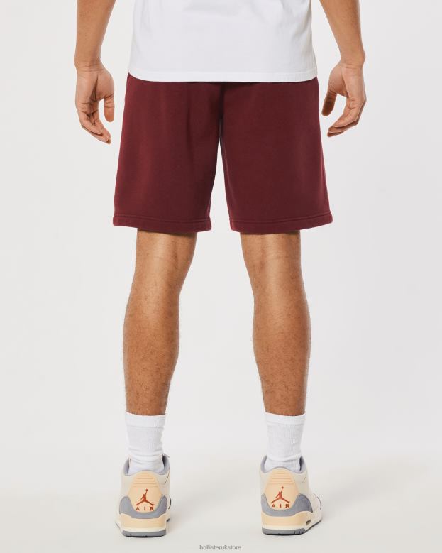 Bottoms Hollister Men Logo Graphic Fleece Shorts 9\\ 488201327 Burgundy